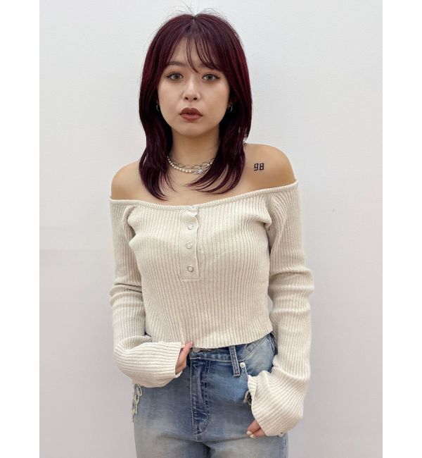 EVRIS「モールオフショルニットトップス」|ニット・セーター|