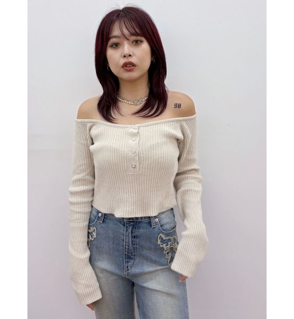 EVRIS「モールオフショルニットトップス」|ニット・セーター|