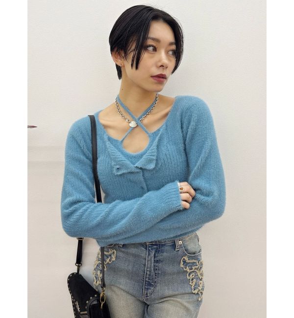 EVRIS「ホルターネックシャギーニットトップス」|ニット・セーター|