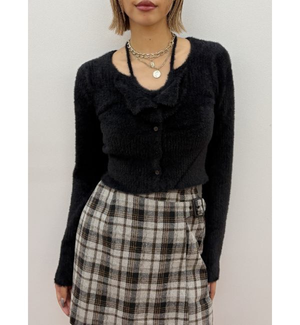 EVRIS「ホルターネックシャギーニットトップス」|ニット・セーター|ブラック