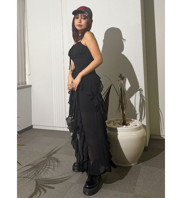 EVRIS「ギャザーアシンメトリーロングワンピース」|ワンピース|