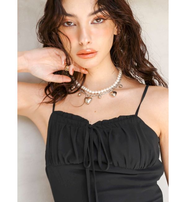 EVRIS「ギャザーアシンメトリーロングワンピース」|ワンピース|