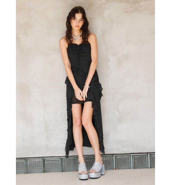 EVRIS「ギャザーアシンメトリーロングワンピース」|ワンピース|