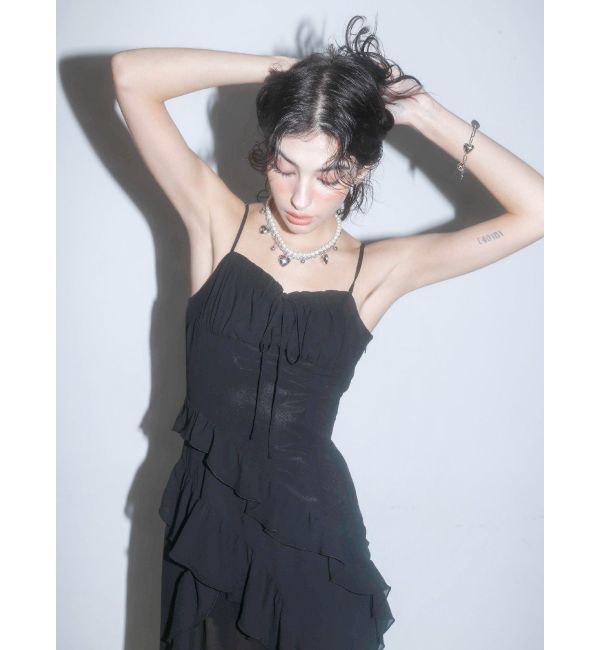 EVRIS「ギャザーアシンメトリーロングワンピース」|ワンピース|