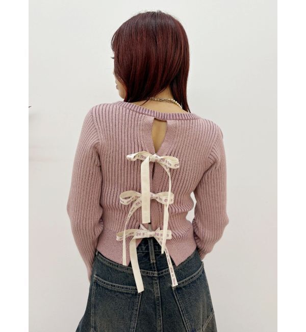 EVRIS「バックリボンニットトップス」|ニット・セーター|ピンク
