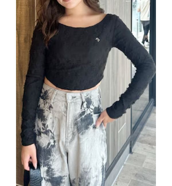 EVRIS「ダメージカットクロップドロンＴ」|Tシャツ・カットソー|