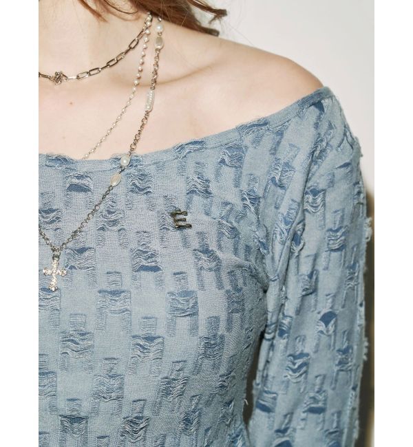 EVRIS「ダメージカットクロップドロンＴ」|Tシャツ・カットソー|