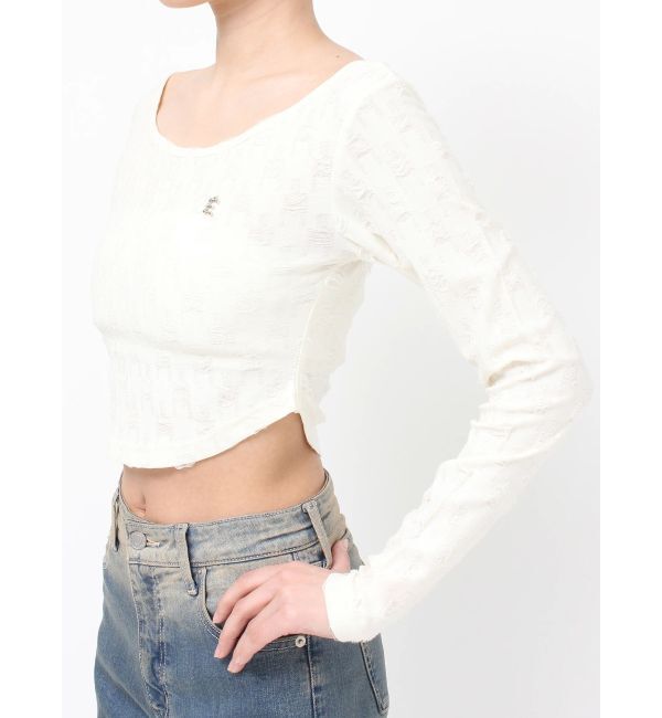 EVRIS「ダメージカットクロップドロンＴ」|Tシャツ・カットソー|