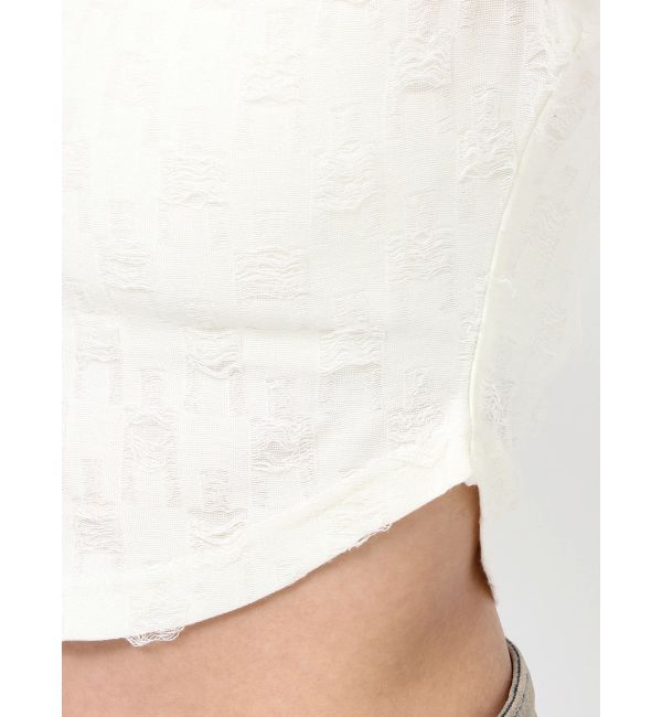 EVRIS「ダメージカットクロップドロンＴ」|Tシャツ・カットソー|