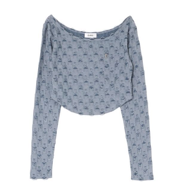 EVRIS「ダメージカットクロップドロンＴ」|Tシャツ・カットソー|