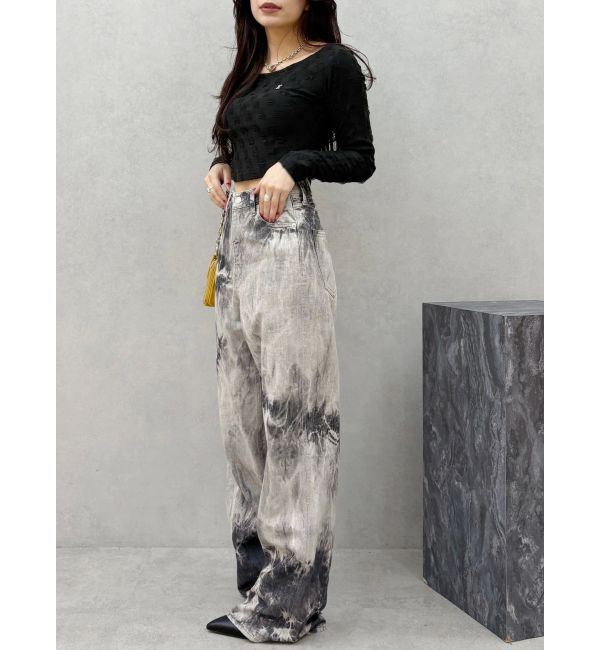 EVRIS「ダメージカットクロップドロンＴ」|Tシャツ・カットソー|