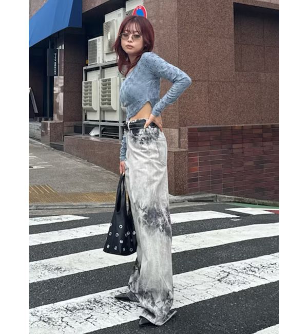 EVRIS「ダメージカットクロップドロンＴ」|Tシャツ・カットソー|