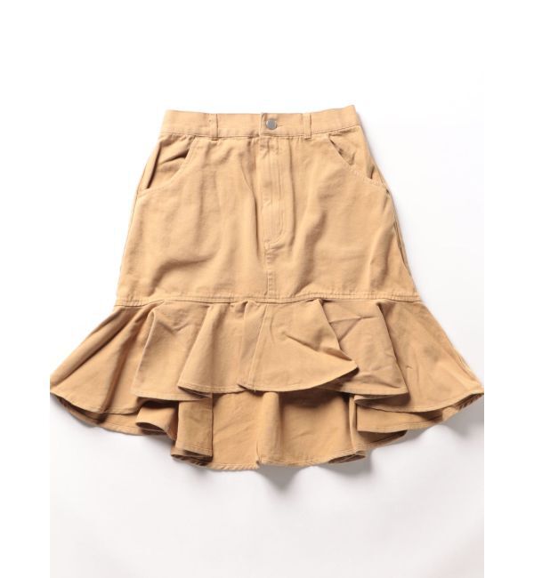 jouetie「ヘムフリルミドルスカート」|スカート|ベージュ
