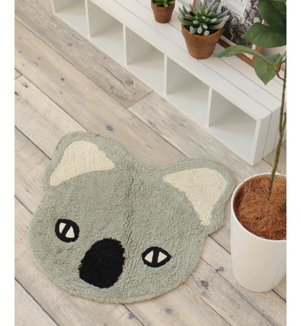 Lbc with Life「アニマルフェイス　ミニマット」|クッション・クッションカバー|ライトグレイ