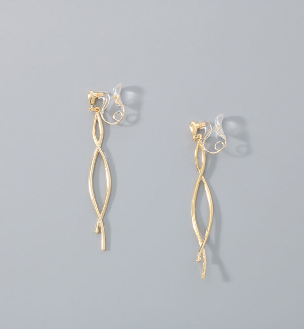 Phoebe「【金属アレルギー対応】【痛くないシリーズ】スウィングクリスタルループフィットイヤリング　ゴールド」|イヤリング|ゴールド