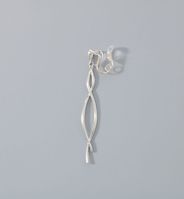  「【金属アレルギー対応】【痛くないシリーズ】スウィングクリスタルループフィットイヤリング　シルバー」|イヤリング|