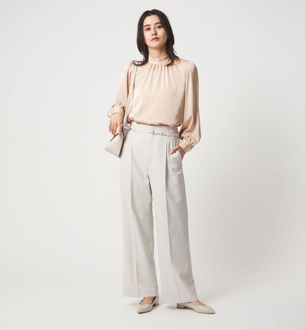 UNITED ARROWS green label relaxing「サテン スタンドネック ギャザー ブラウス」|シャツ・ブラウス|