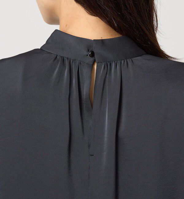 UNITED ARROWS green label relaxing「サテン スタンドネック ギャザー ブラウス」|シャツ・ブラウス|