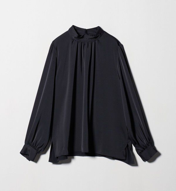 UNITED ARROWS green label relaxing「サテン スタンドネック ギャザー ブラウス」|シャツ・ブラウス|