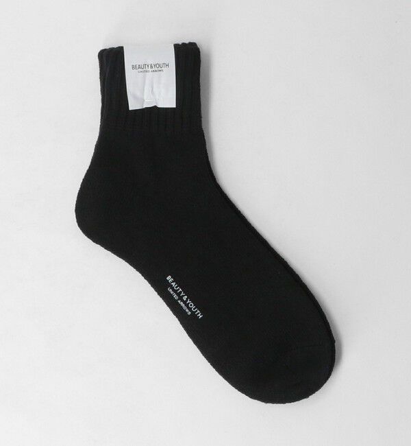 BEAUTY&YOUTH UNITED ARROWS「リブ パイル クウォーター ソックス」|ソックス|BLACK