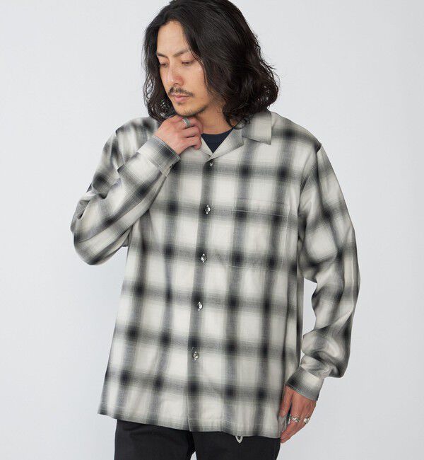 SHIPS「SHIPS: オンブレ チェック オープンカラー シャツ」|シャツ・ブラウス|