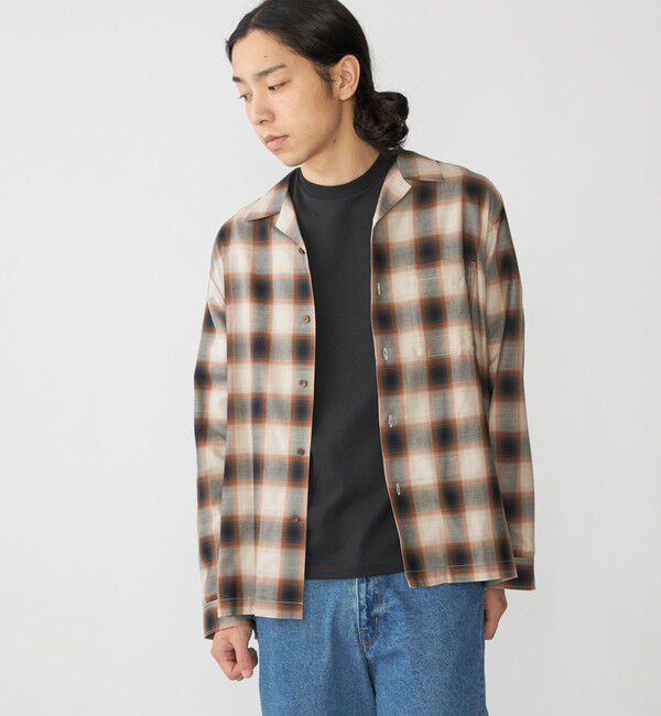 SHIPS「SHIPS: オンブレ チェック オープンカラー シャツ」|シャツ・ブラウス|