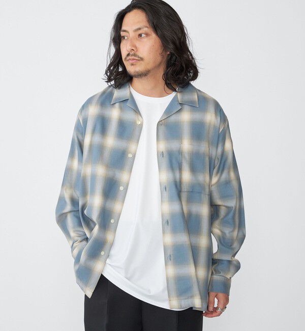 SHIPS「SHIPS: オンブレ チェック オープンカラー シャツ」|シャツ・ブラウス|