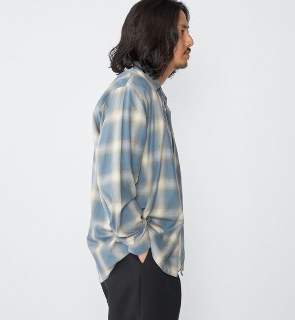 SHIPS「SHIPS: オンブレ チェック オープンカラー シャツ」|シャツ・ブラウス|