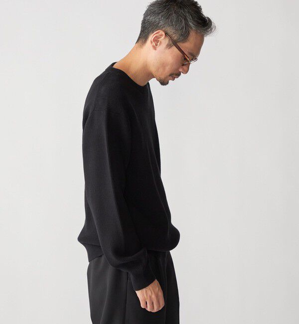 SHIPS「SHIPS:〈洗濯機可能〉SOLOTEX(R) 12ゲージ コットン 畦編み クルーネック ニット」|ニット・セーター|