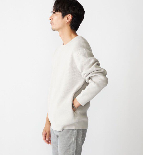 SHIPS「SHIPS:〈洗濯機可能〉SOLOTEX(R) 12ゲージ コットン 畦編み クルーネック ニット」|ニット・セーター|