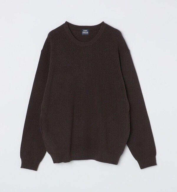 SHIPS「SHIPS:〈洗濯機可能〉SOLOTEX(R) 12ゲージ コットン 畦編み クルーネック ニット」|ニット・セーター|