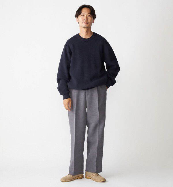 SHIPS「SHIPS:〈洗濯機可能〉SOLOTEX(R) 12ゲージ コットン 畦編み クルーネック ニット」|ニット・セーター|