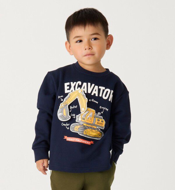 SHIPS Colors 「SHIPS Colors: 90cm～140cm / 建設車両 (ショベルカー) スウェット◇」|スウェット・ジャージ|