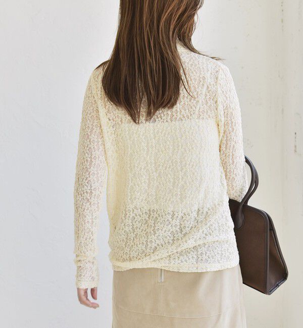 quaranciel「quaranciel:〈手洗い可能〉フラワー レース ストレッチ レギュラーカラー シャツ カットソー」|Tシャツ・カットソー|