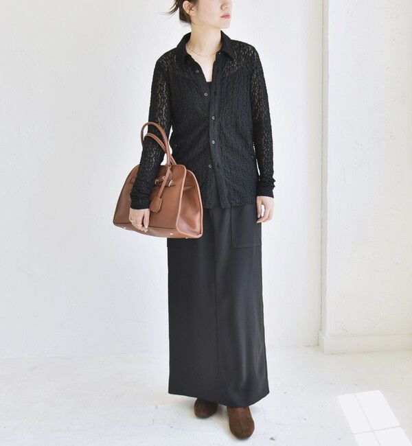 quaranciel「quaranciel:〈手洗い可能〉フラワー レース ストレッチ レギュラーカラー シャツ カットソー」|Tシャツ・カットソー|