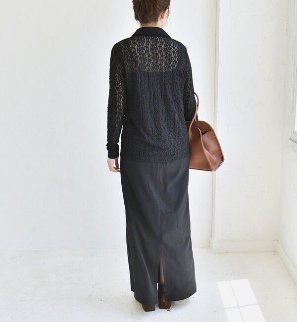 quaranciel「quaranciel:〈手洗い可能〉フラワー レース ストレッチ レギュラーカラー シャツ カットソー」|Tシャツ・カットソー|