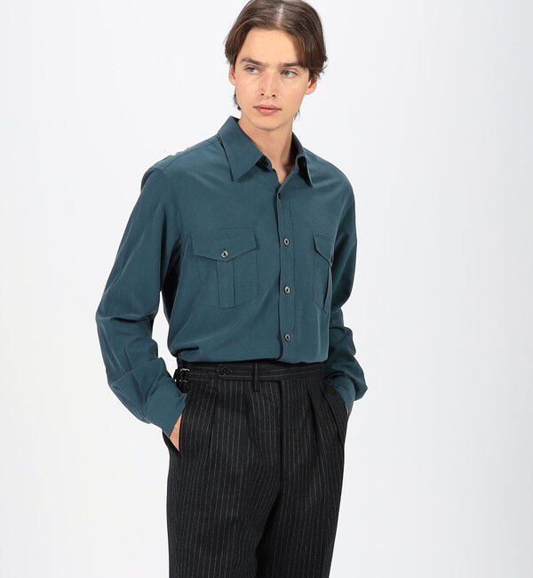 TOMORROWLAND MENS「シルクタフタ ダブルポケット レギュラーカラーシャツ」|シャツ・ブラウス|