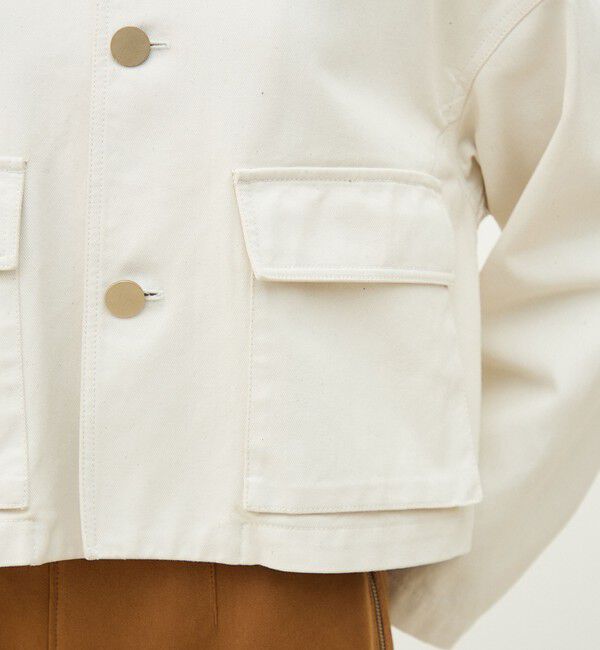 MACPHEE「ピグメントドリルクロス クルーネックジャケット」|ノーカラージャケット|