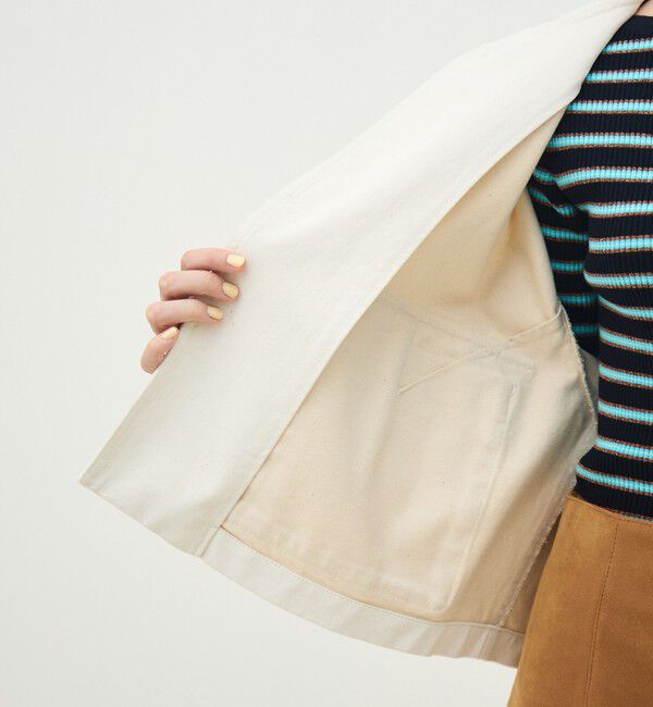 MACPHEE「ピグメントドリルクロス クルーネックジャケット」|ノーカラージャケット|