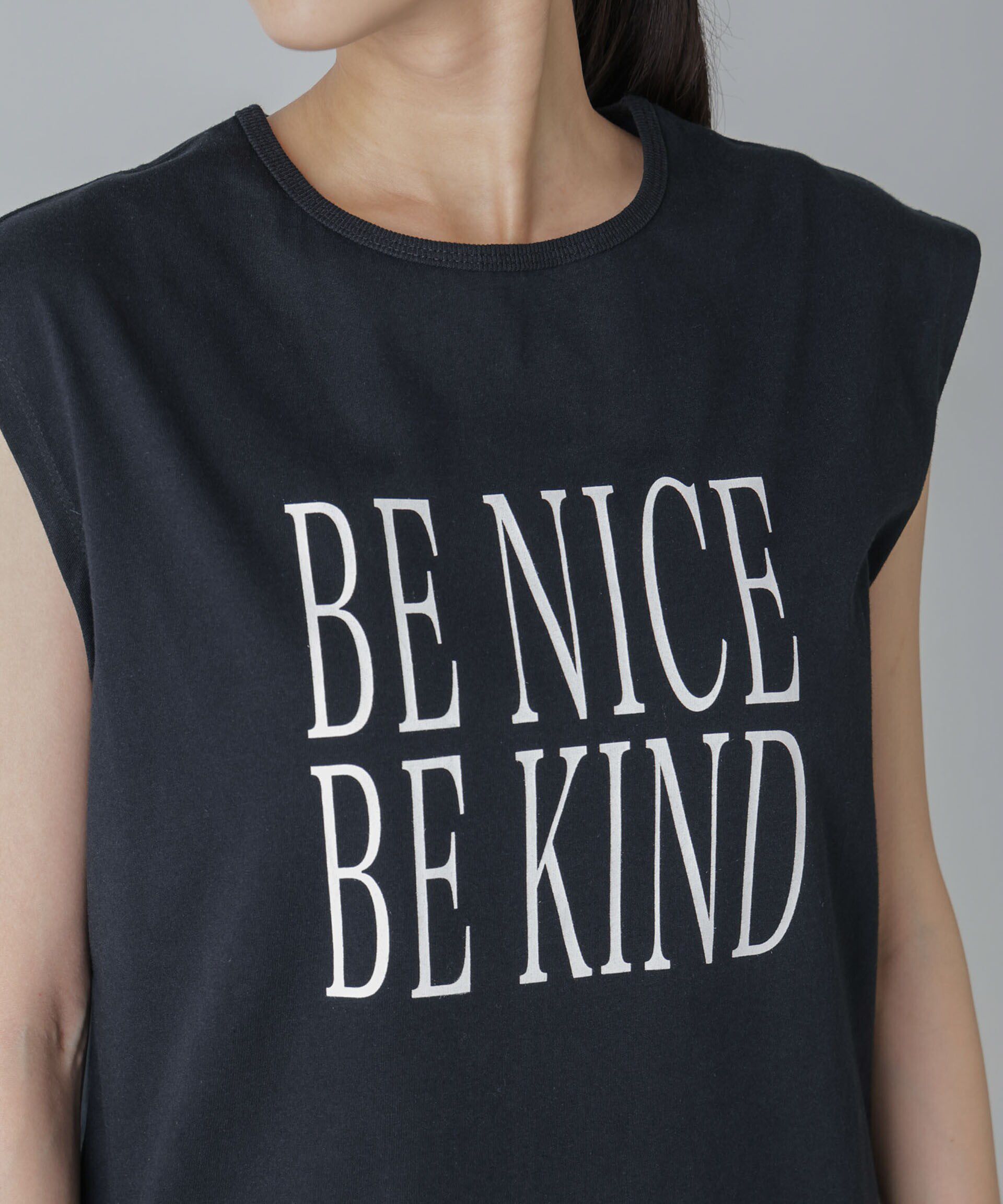 nano･universe「ノースリーブロゴプリントトップス」|Tシャツ・カットソー|