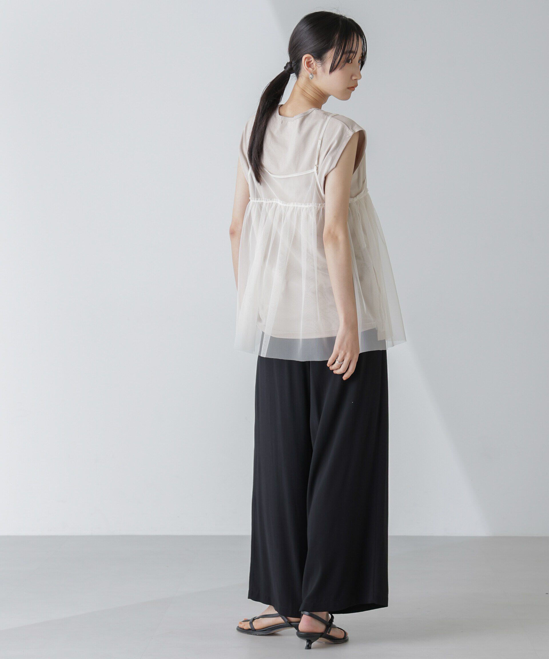 nano･universe「ノースリーブロゴプリントトップス」|Tシャツ・カットソー|