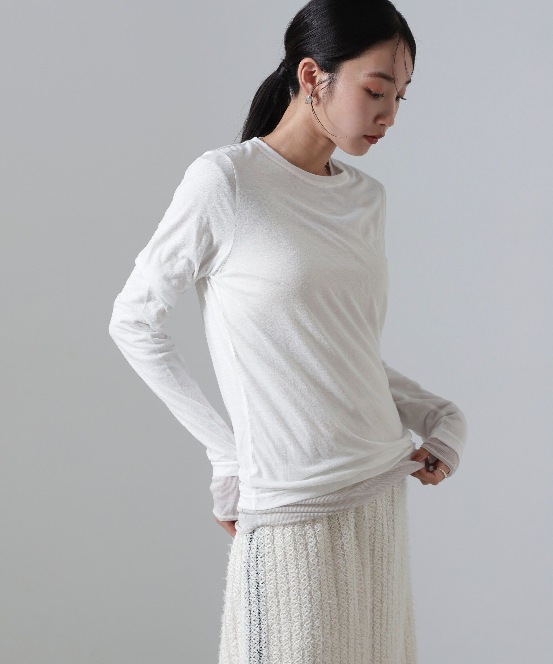 nano･universe「シアーテレコ&天竺ロンTeeセット」|Tシャツ・カットソー|