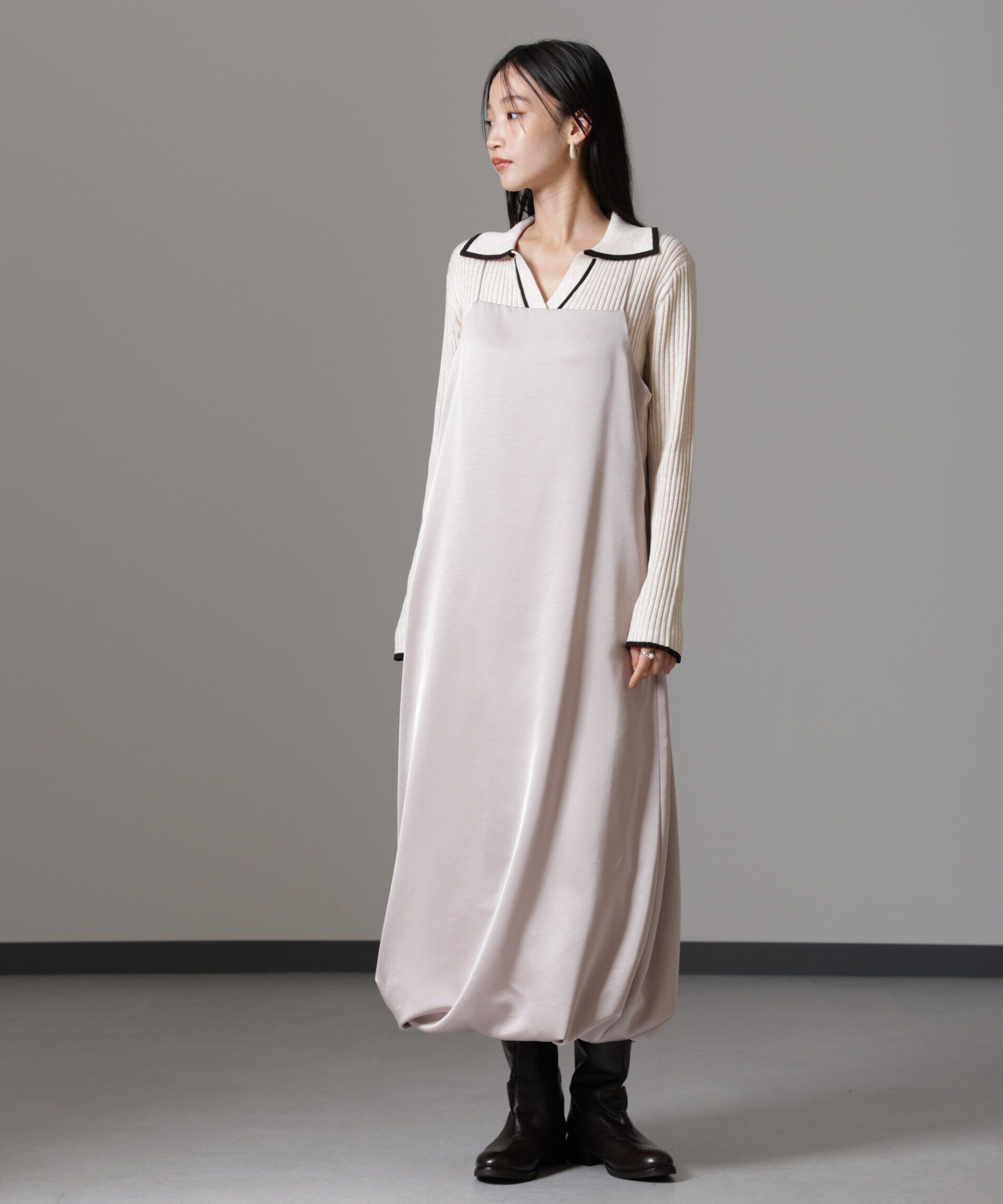 nano･universe「ウェーブサテンバルーンキャミワンピース」|ワンピース|