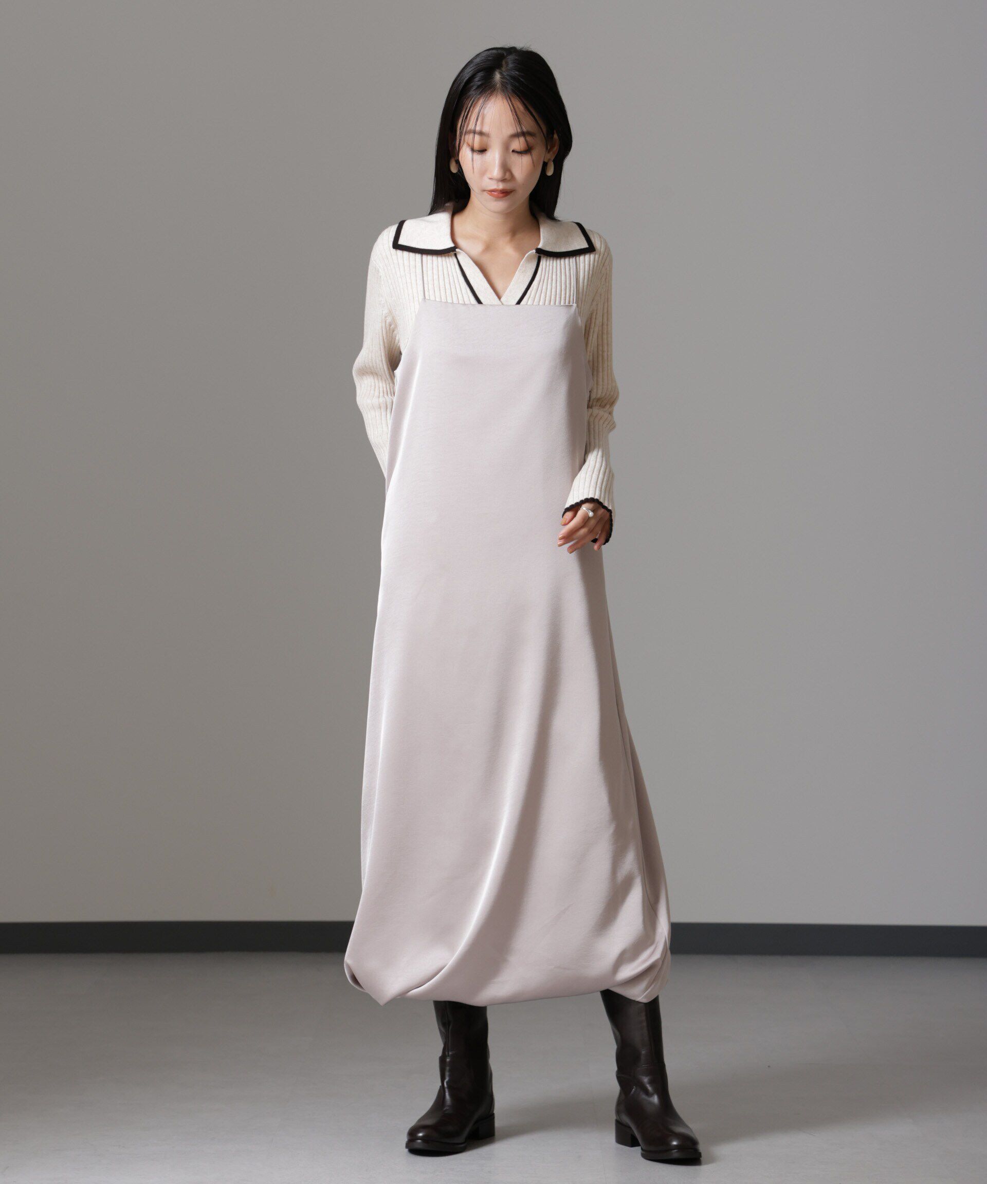 nano･universe「ウェーブサテンバルーンキャミワンピース」|ワンピース|