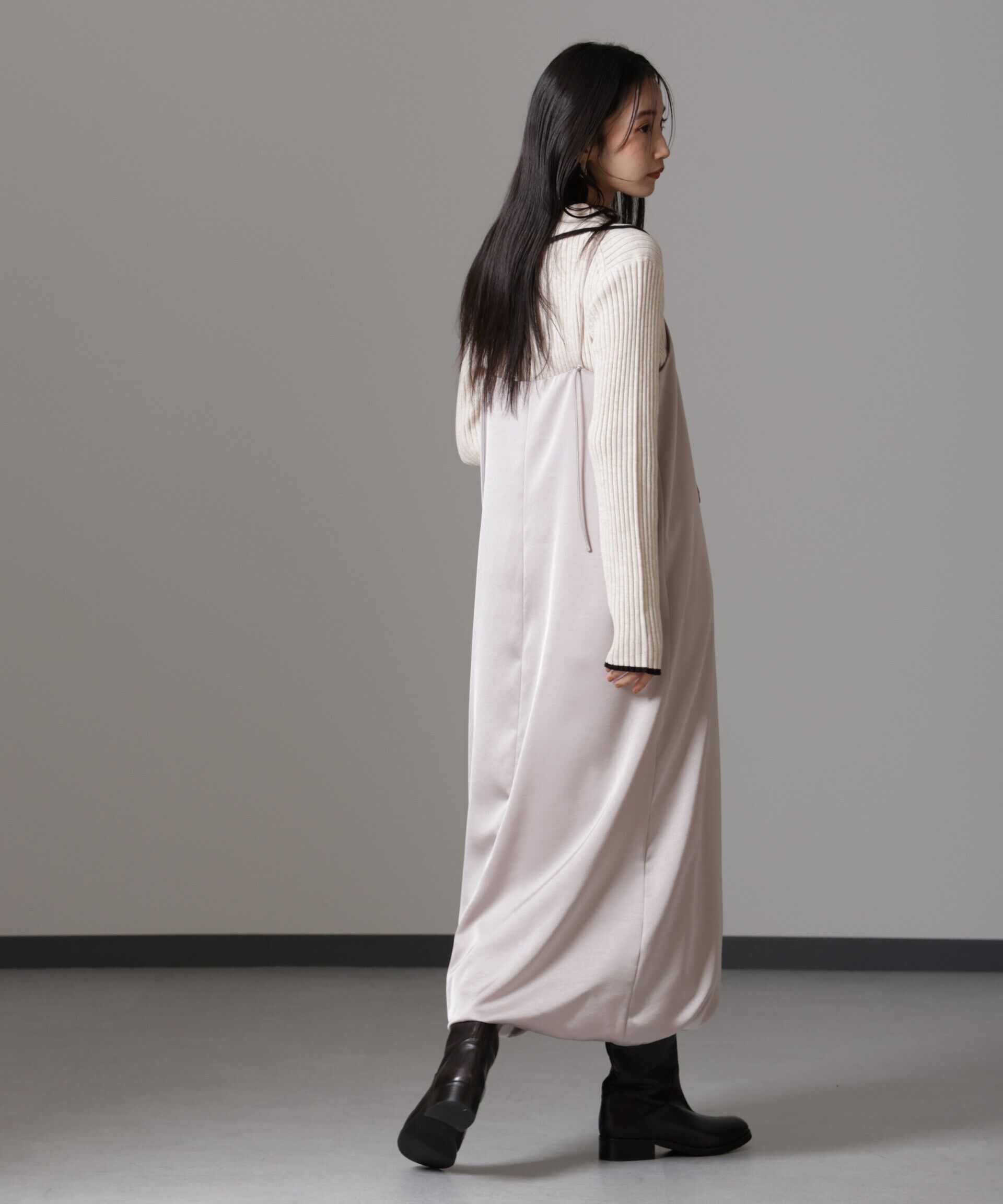 nano･universe「ウェーブサテンバルーンキャミワンピース」|ワンピース|