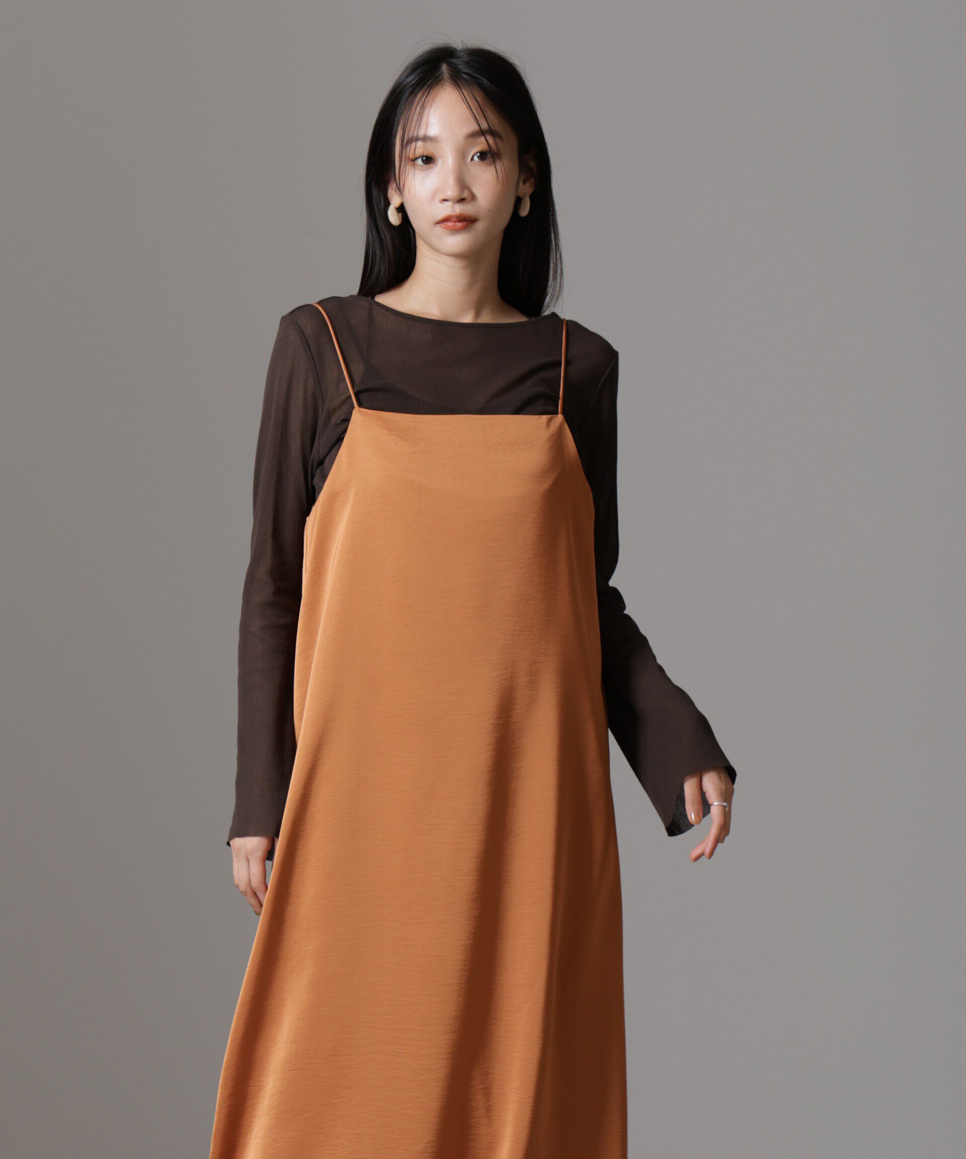 nano･universe「ウェーブサテンバルーンキャミワンピース」|ワンピース|