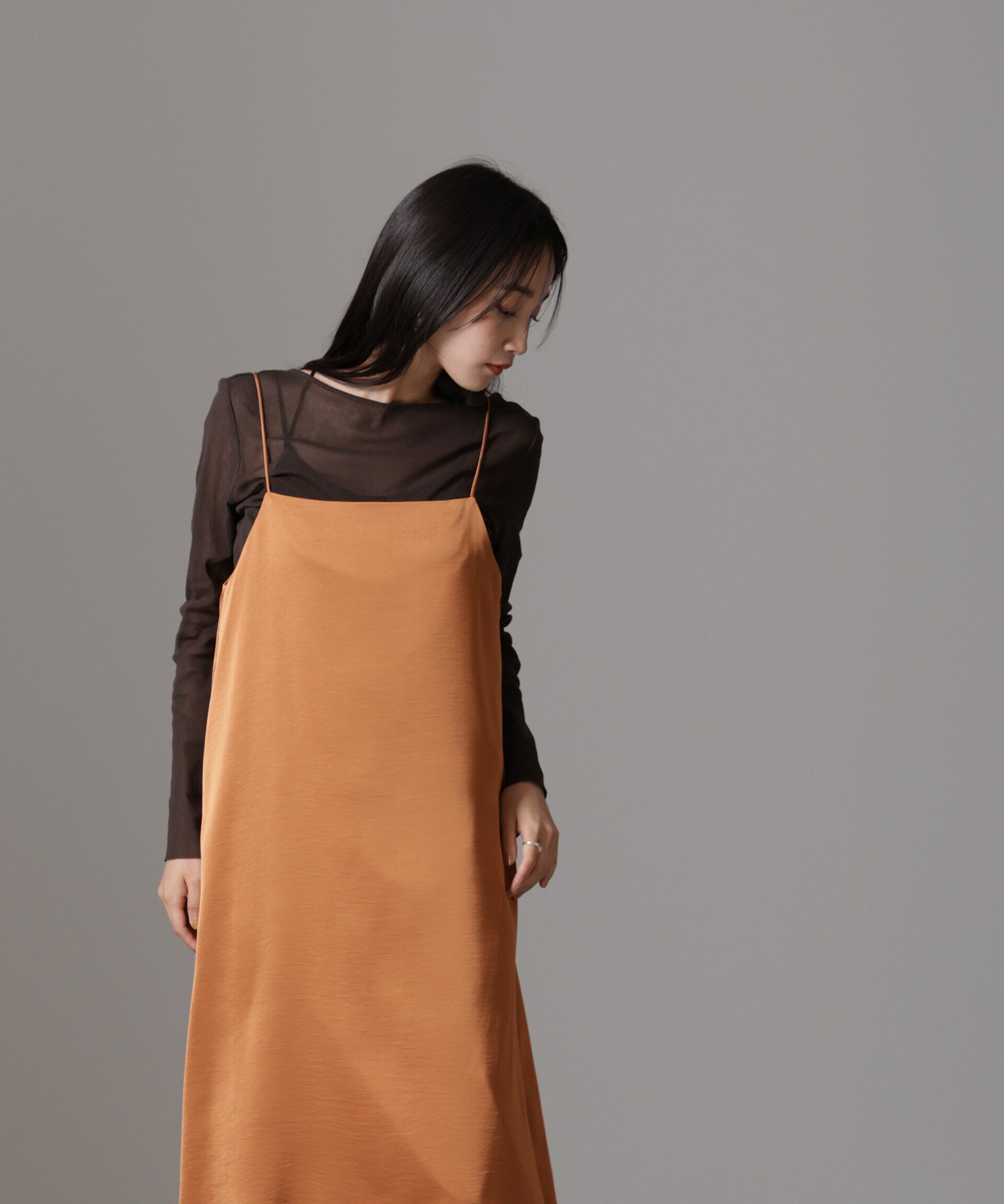 nano･universe「ウェーブサテンバルーンキャミワンピース」|ワンピース|