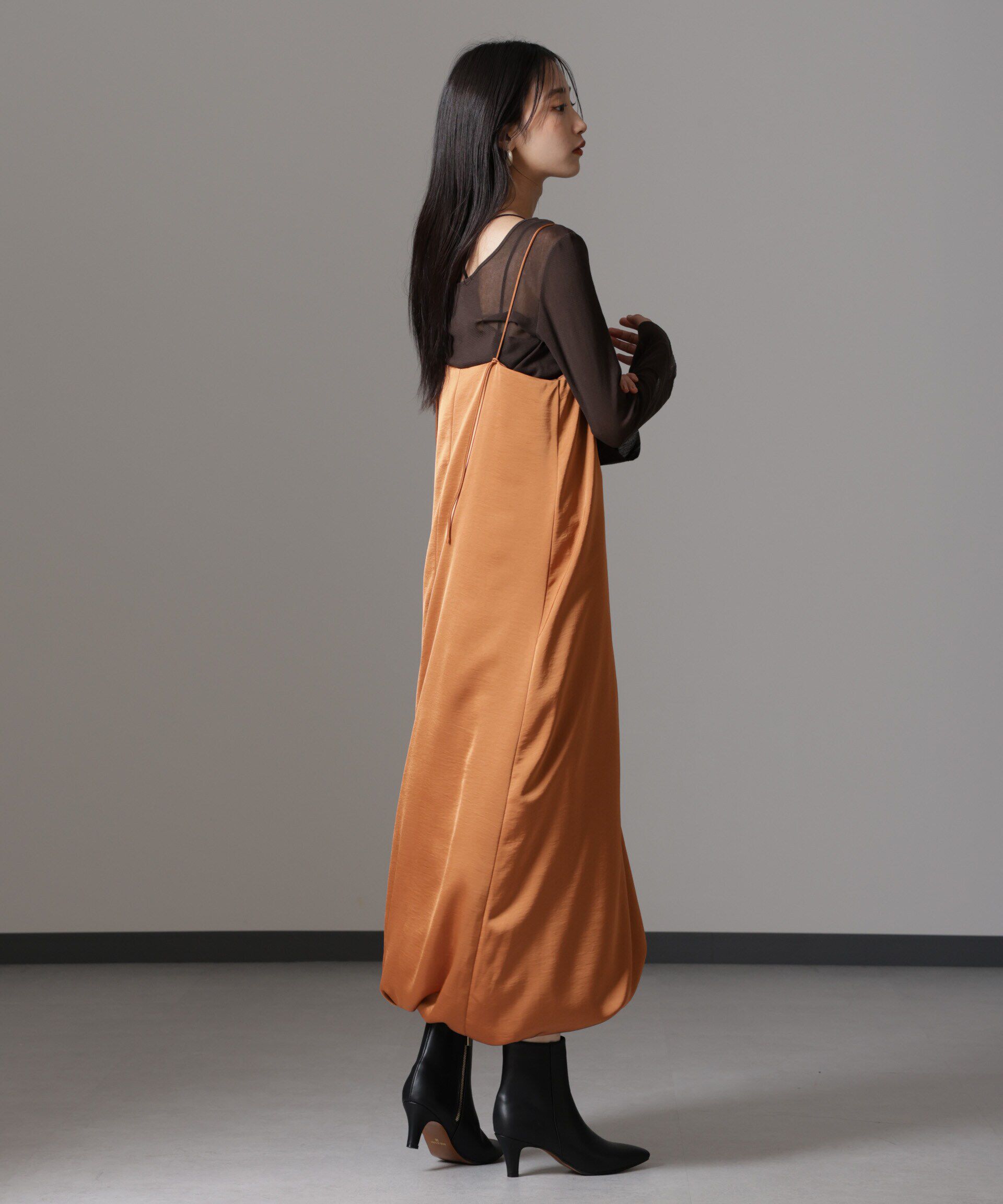 nano･universe「ウェーブサテンバルーンキャミワンピース」|ワンピース|