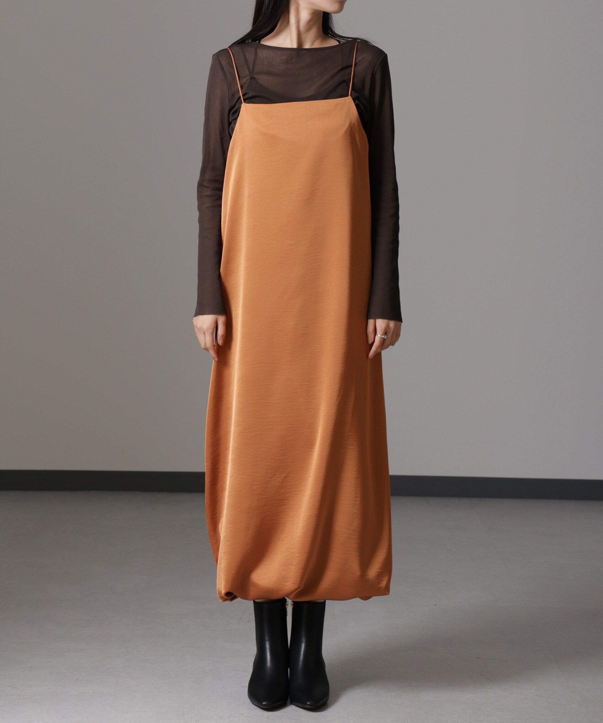 nano･universe「ウェーブサテンバルーンキャミワンピース」|ワンピース|