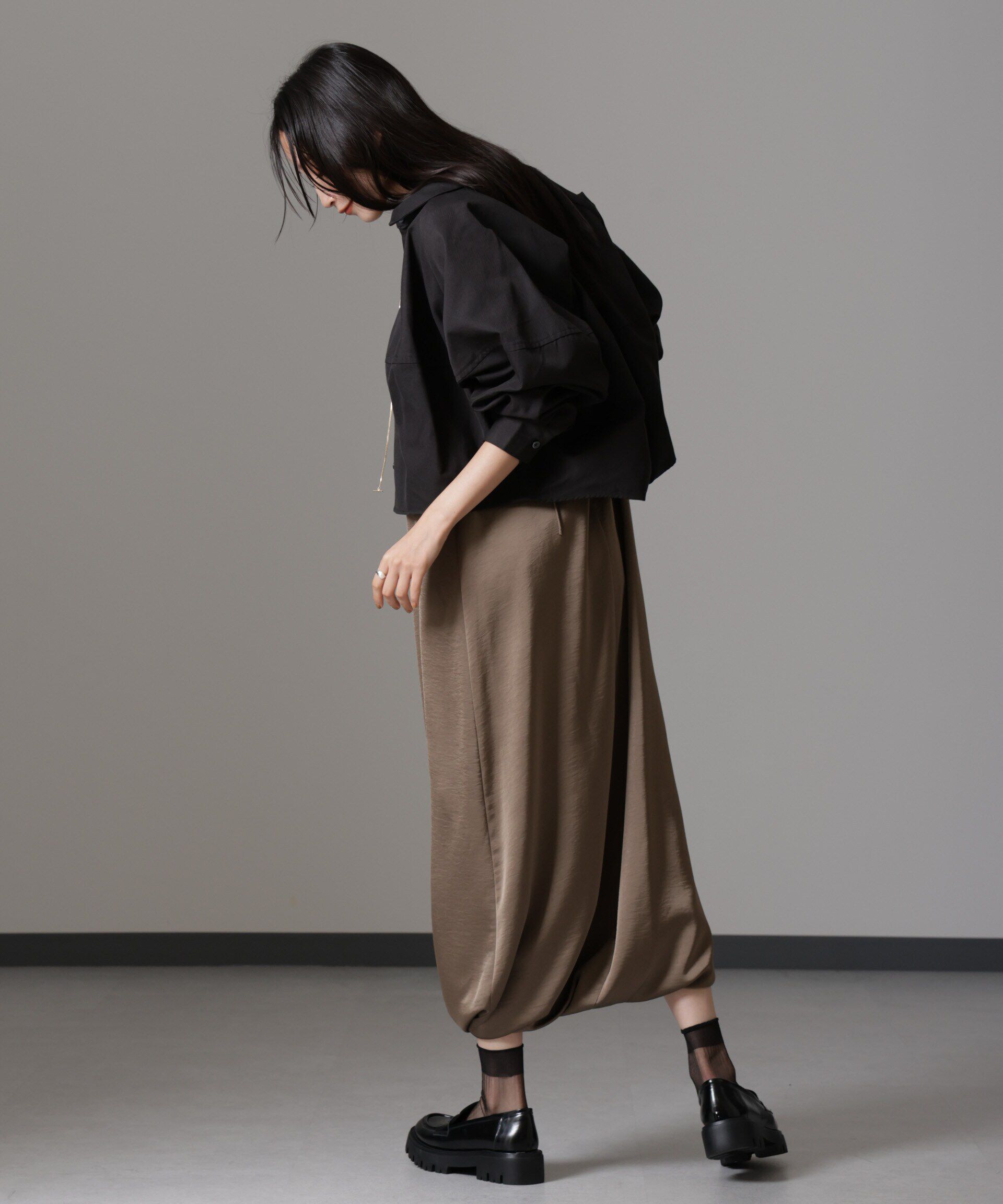 nano･universe「ウェーブサテンバルーンキャミワンピース」|ワンピース|